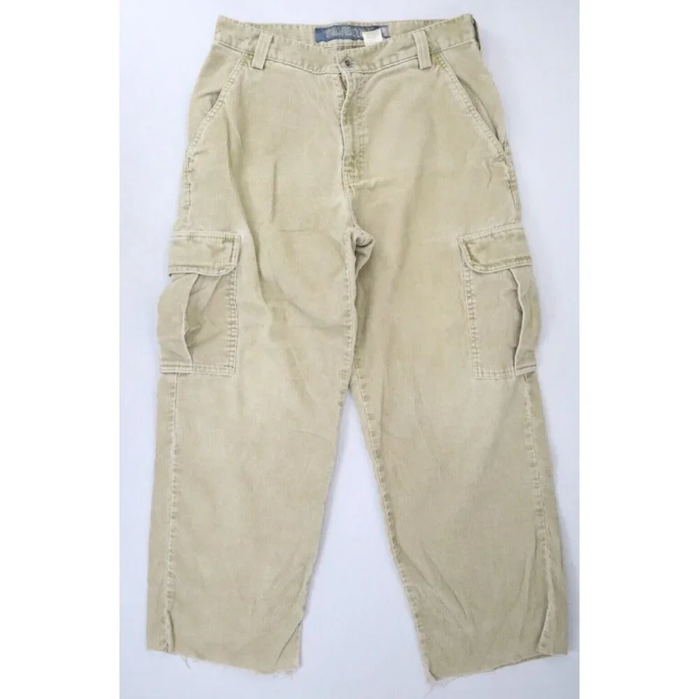 VTG Levis 90's SilverTab Pants Mens 32x30 Beige Corduroy Cargo Baggy Skater READ